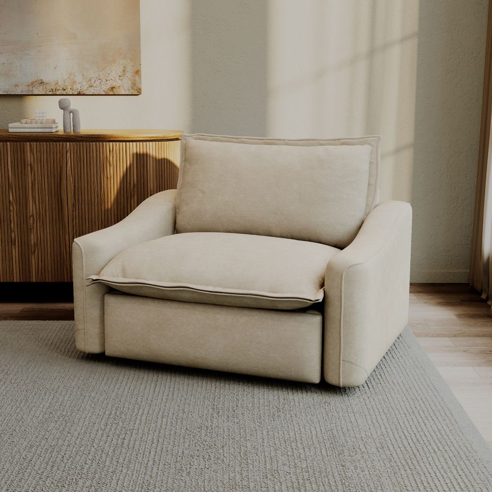 Recliner Beige Pet-Friendly Fabric Recliners