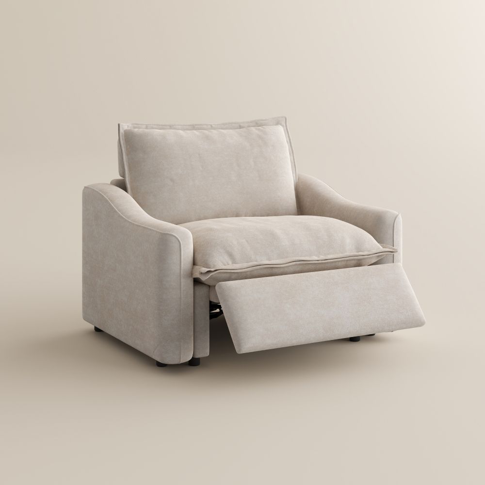 Adjustable Beige Pet-Friendly Fabric Recliners