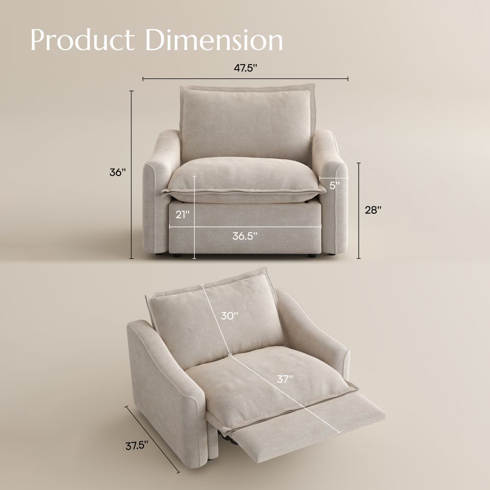 Easy Assembly Beige Pet-Friendly Fabric Recliners