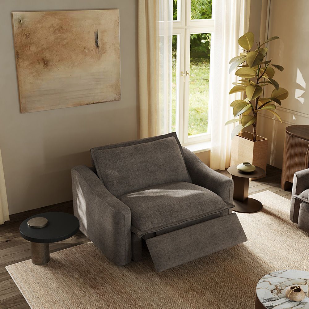 Comfortable Khaki Velvet Recliners