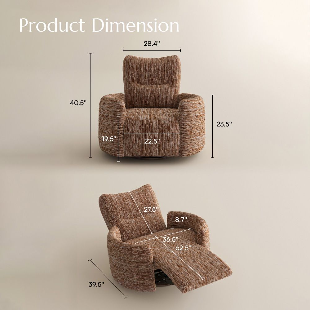 with Charging Station Brown Chenille Recliners