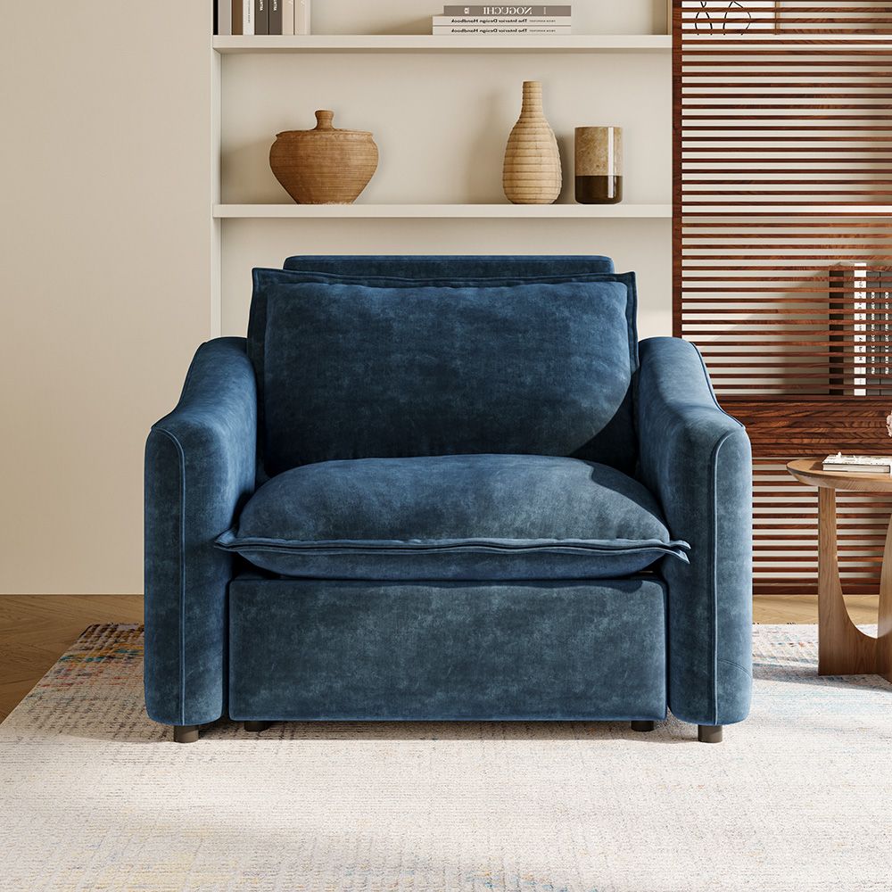 Modern Luxury Navy Blue Pet-Friendly Fabric Recliners