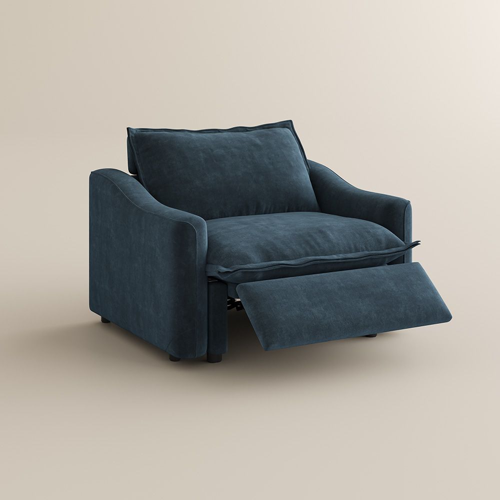 Large Navy Blue Pet-Friendly Fabric Recliners