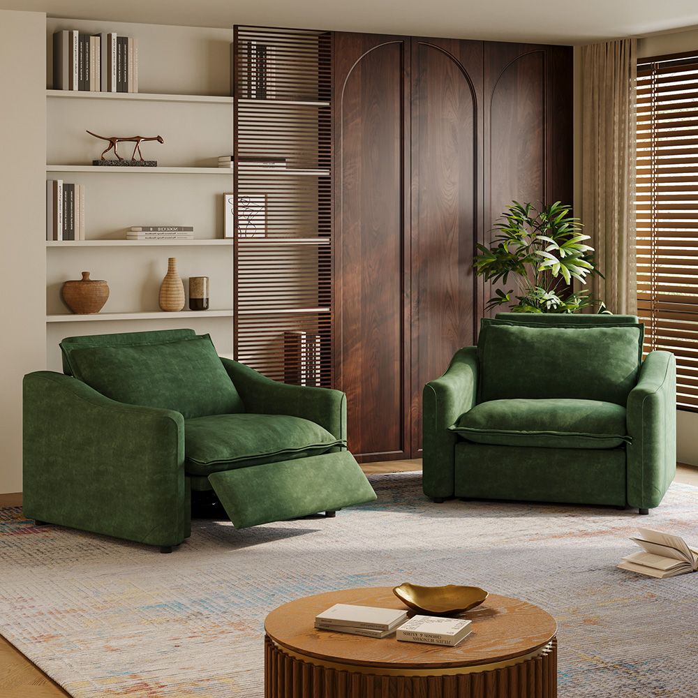 Easy Assembly Green Pet-Friendly Fabric Recliners
