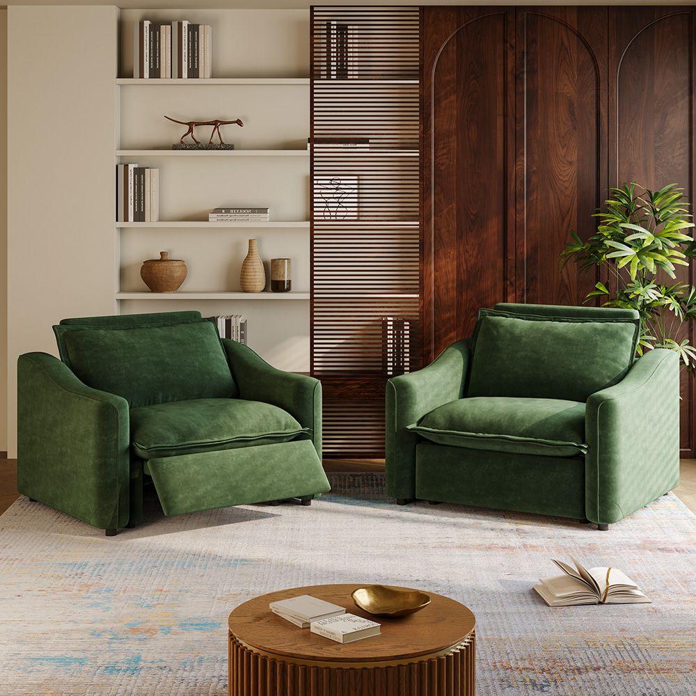Large Green Pet-Friendly Fabric Recliners