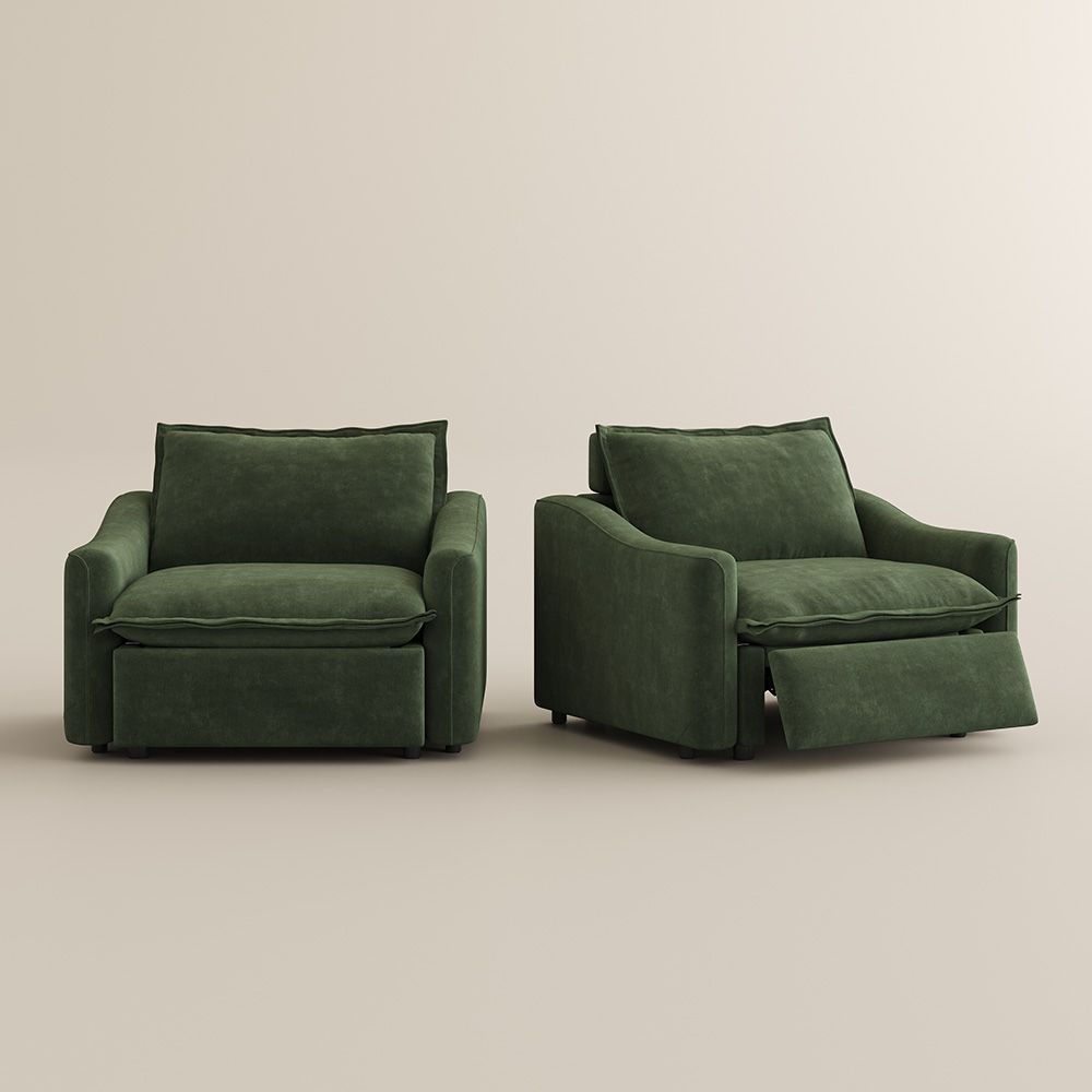 Large Green Pet-Friendly Fabric Recliners