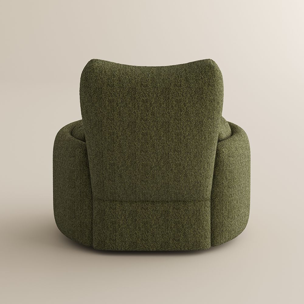 Curved Armrest Green Chenille Recliners