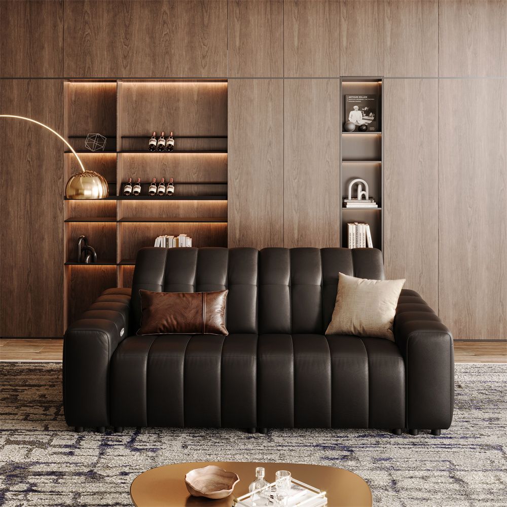 Removable Black Full-Grain Leather Recliners