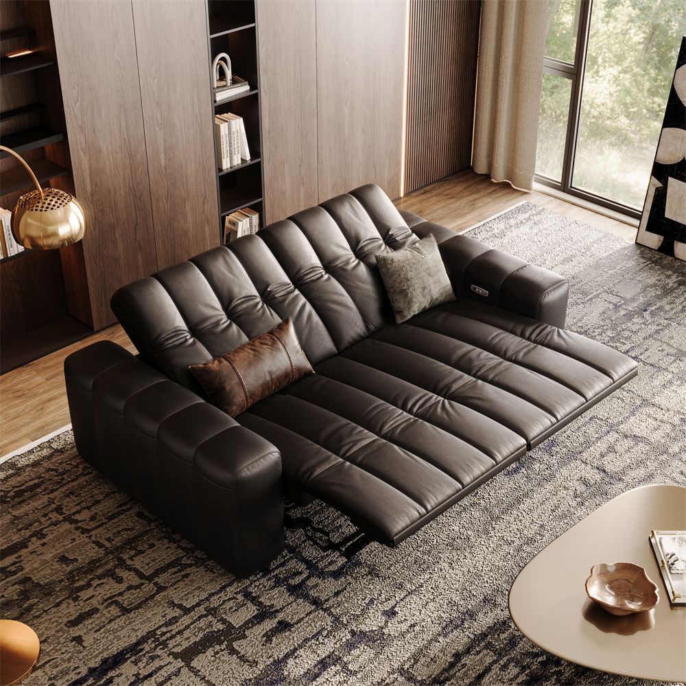 Office Black Full-Grain Leather Recliners