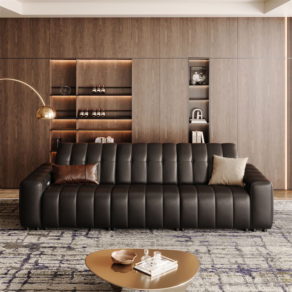 The loveseats Black Full-Grain Leather Recliners