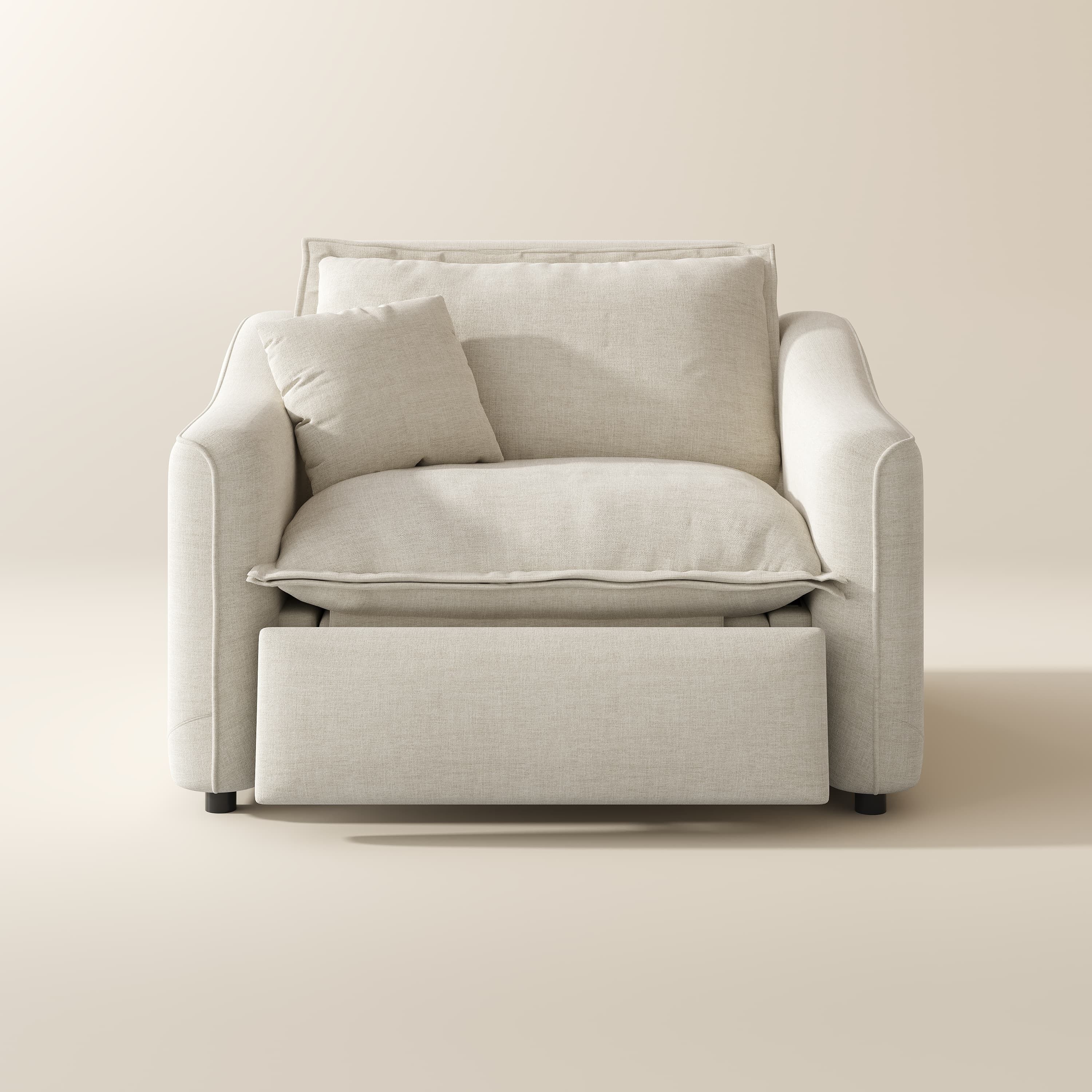 Very Relaxed Off-white Skin-Friendly Fabric Recliners