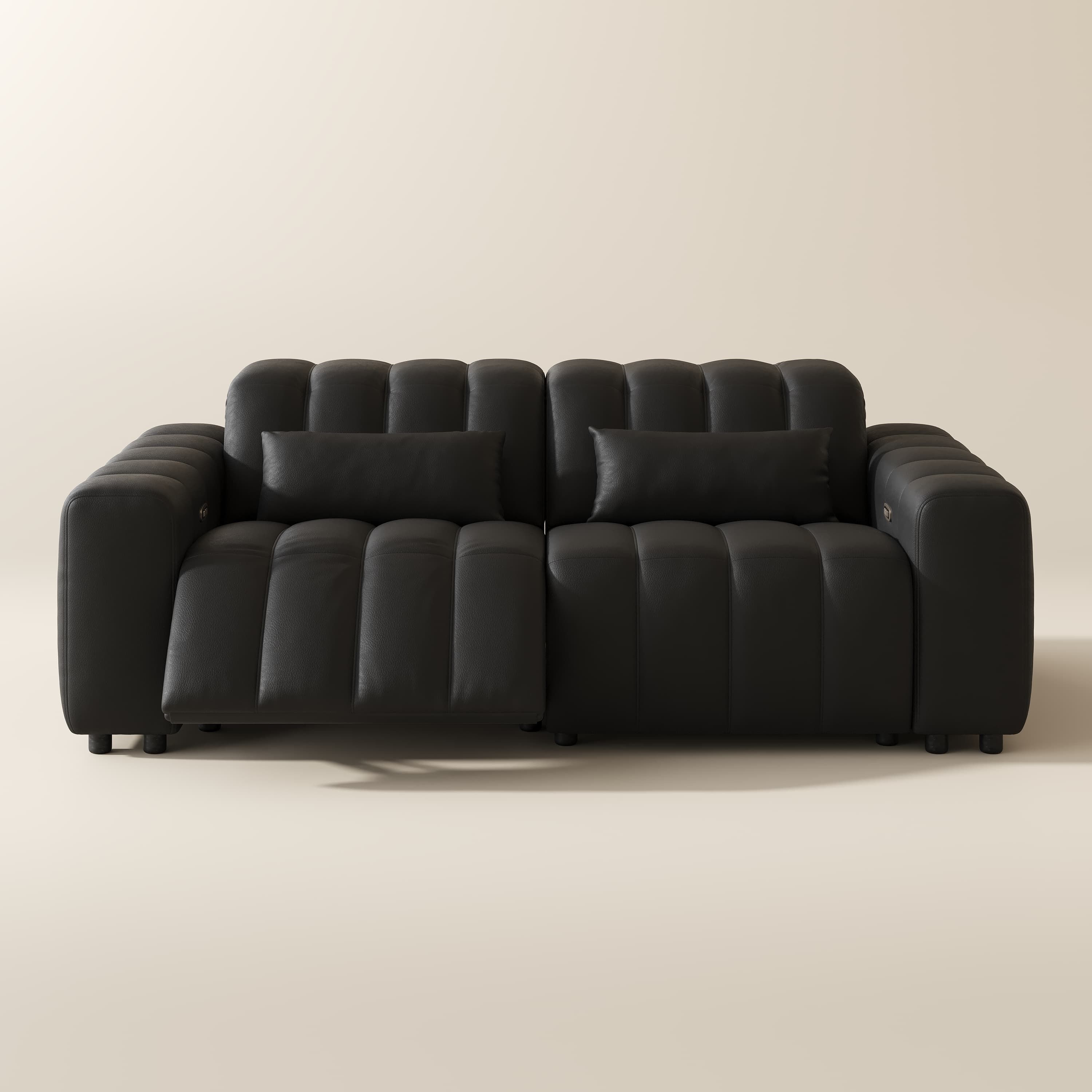 3-4 Seater Black Full-Grain Leather Recliners