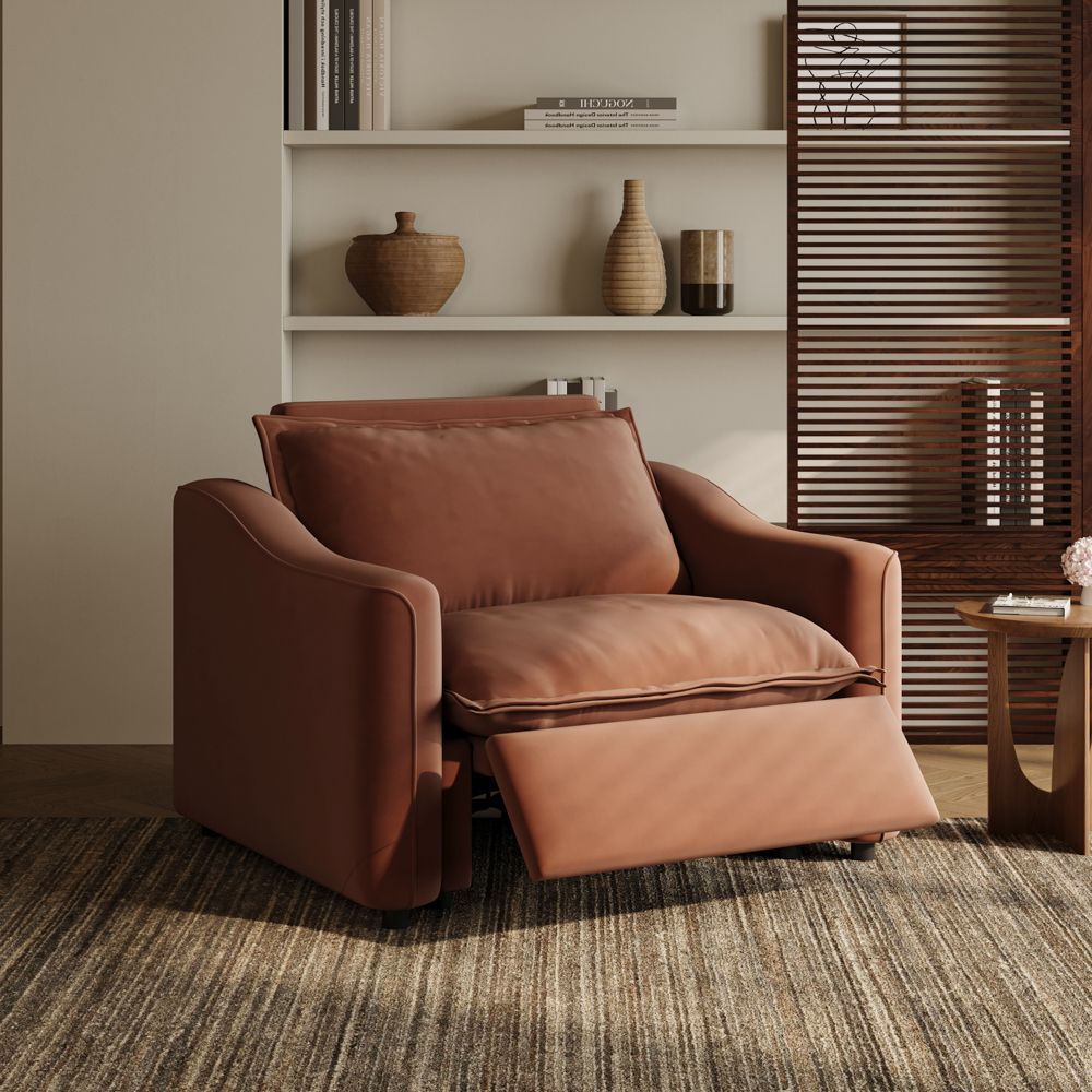 Living Room Brown Pet-Friendly Fabric Recliners