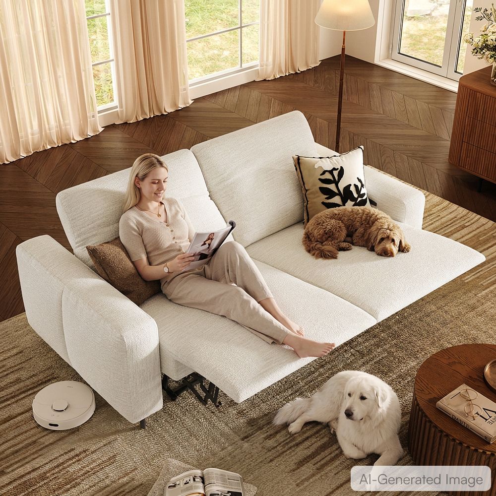 Modern Luxury White Chenille Fabric Recliners