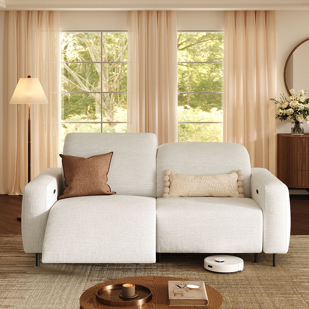 Modern Luxury White Chenille Fabric Recliners