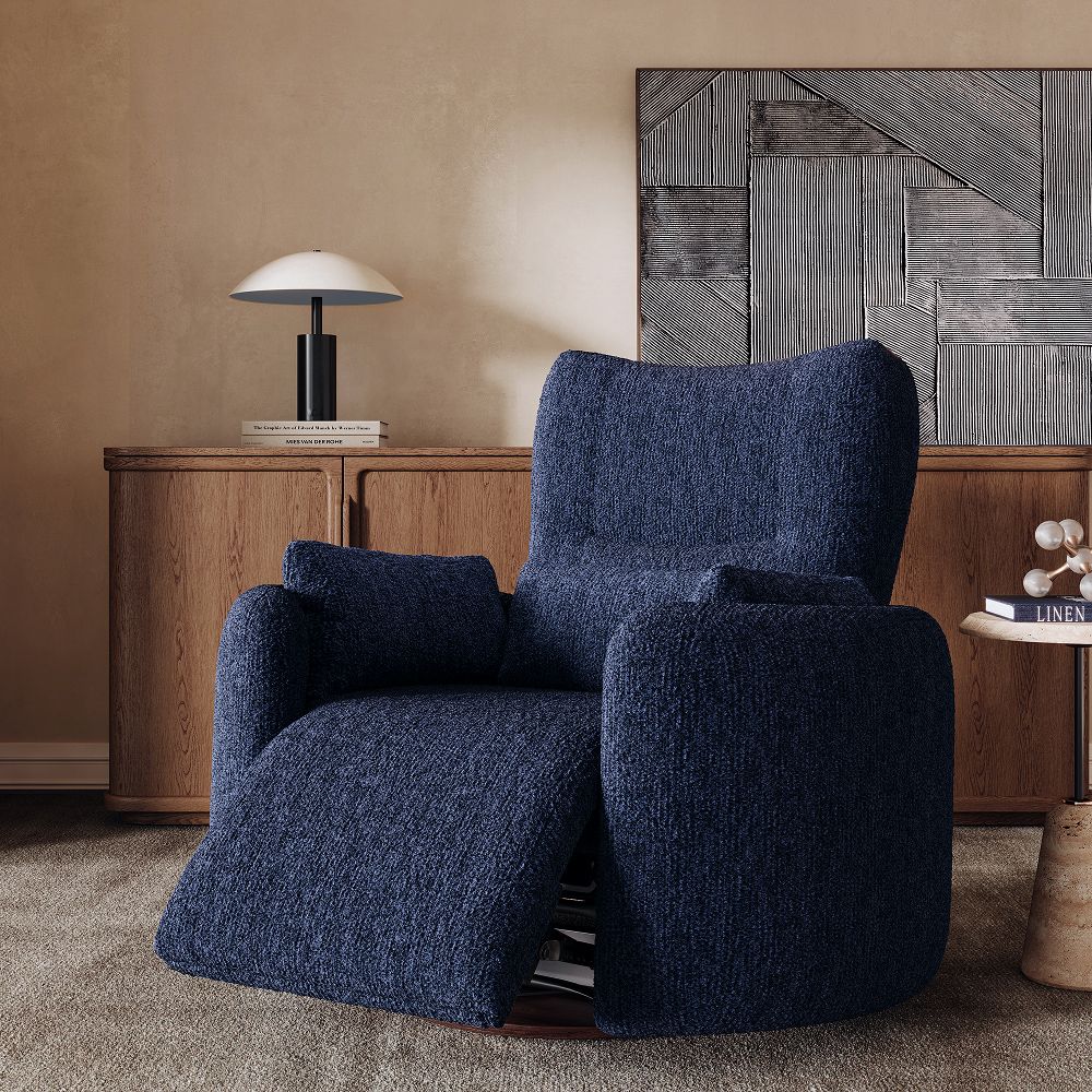 Rotate Blue Chenille Recliners