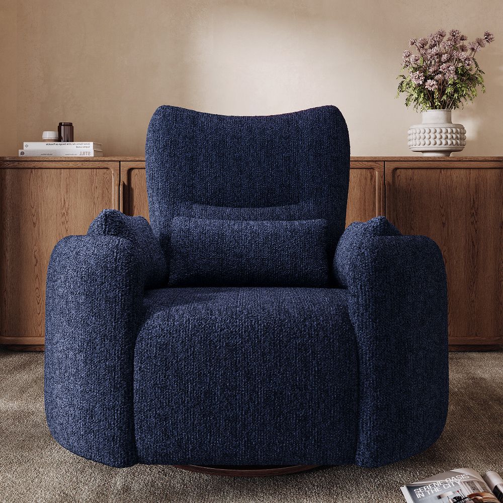 Swivel Blue Chenille Recliners