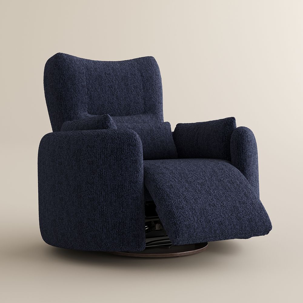 Power Outlet Blue Chenille Recliners