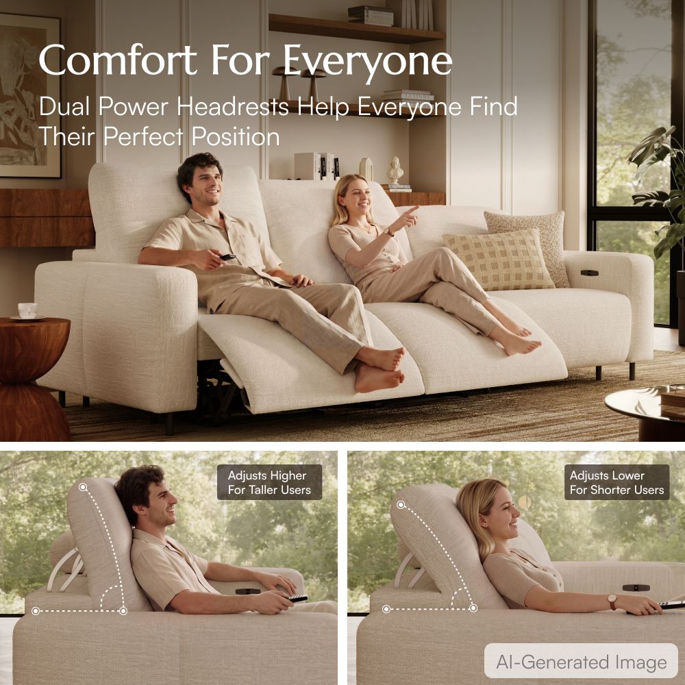 Easy Assembly White Chenille Fabric Recliners
