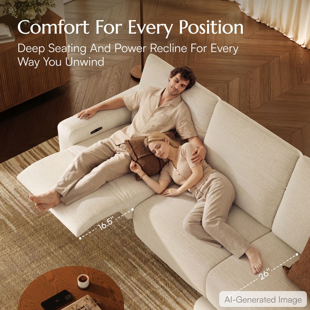 Modular Sofas White Chenille Fabric Recliners
