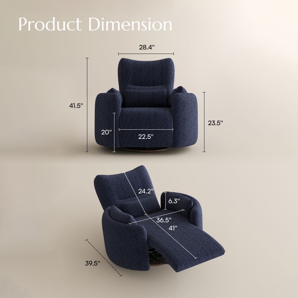 Living Room Blue Chenille Recliners