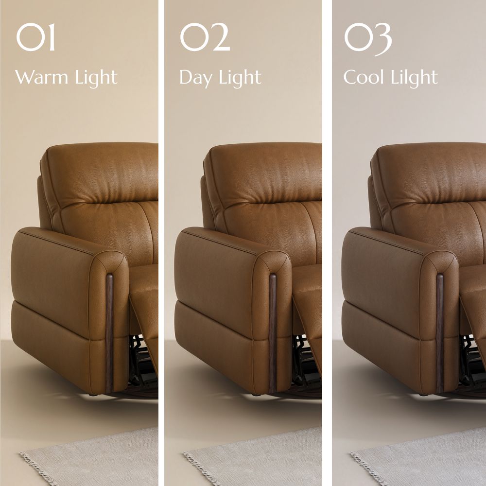 Mid Century Modern Brown Top-Grain Leather Recliners