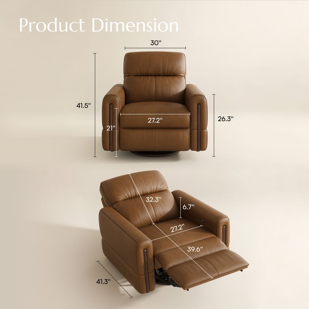 Plush Caramel Top-Grain Leather Recliners