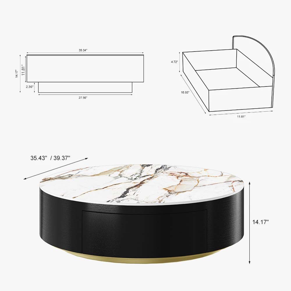 White & Black Sintered Stone Coffee Tables