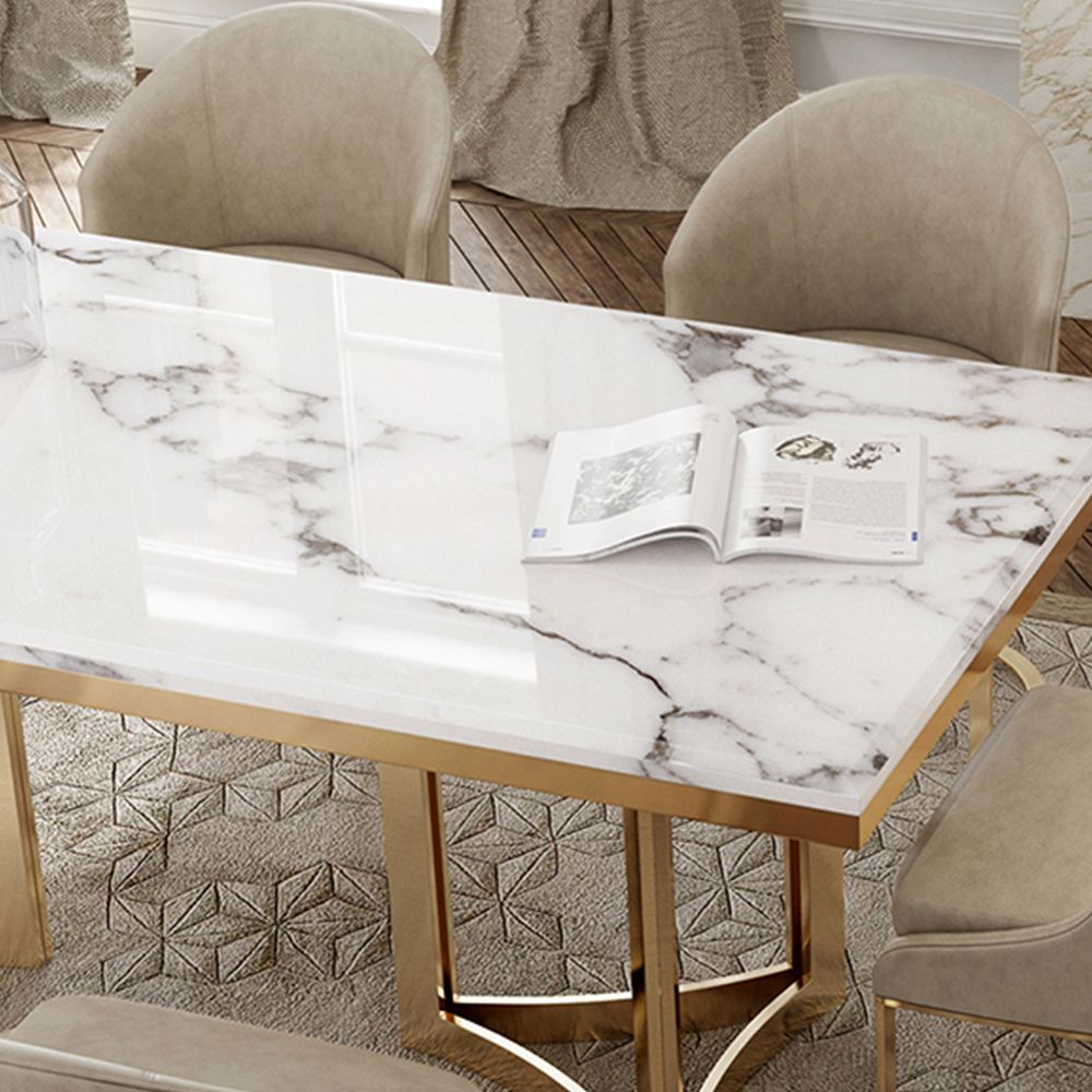 Marble White Faux Marble Dining Room Set