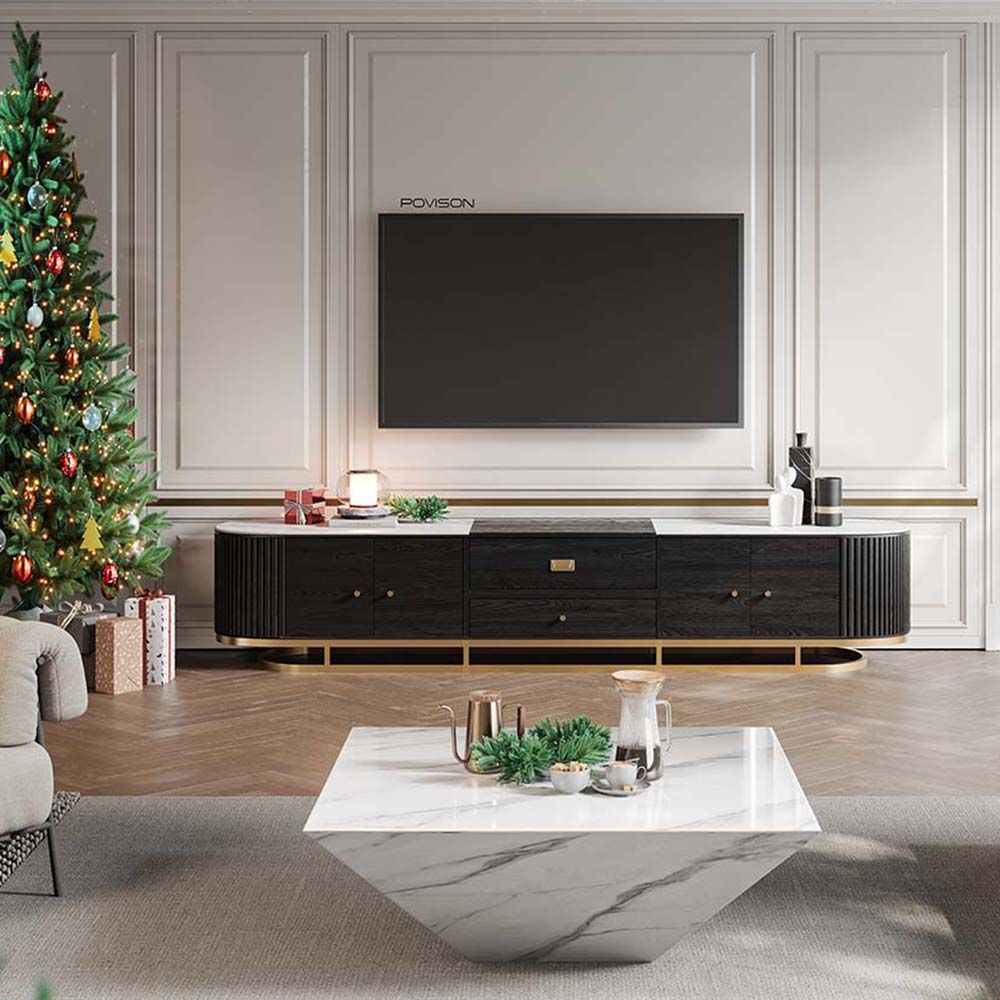 Black Sintered Stone TV Stands