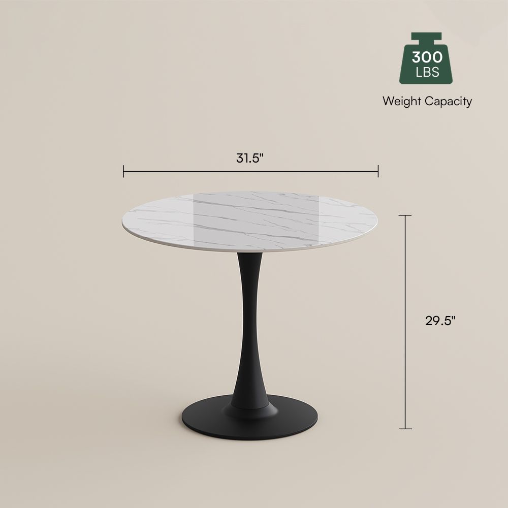 Carbon Steel White Glossy Sintered Stone Small Bar & Bistro Tables