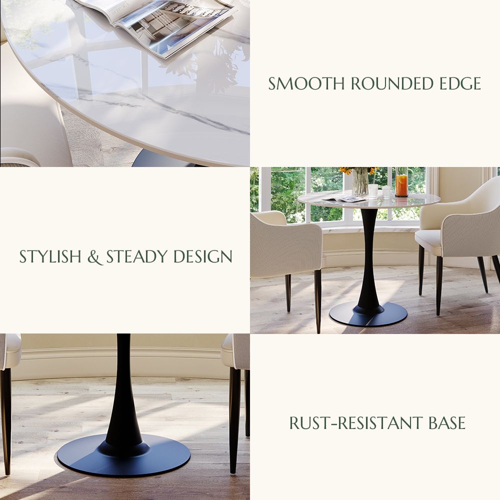 Breakfast Nooks White Glossy Sintered Stone Small Bar & Bistro Tables
