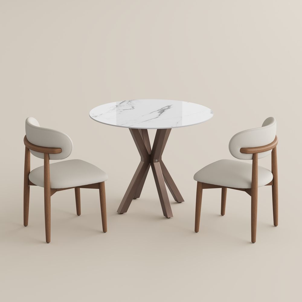 White Glossy Sintered Stone & MDF Small Bar & Bistro Tables