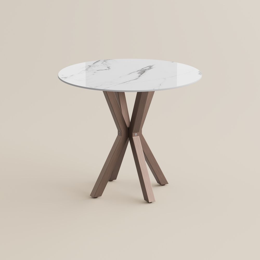 Casual White Glossy Sintered Stone Dining Room Set