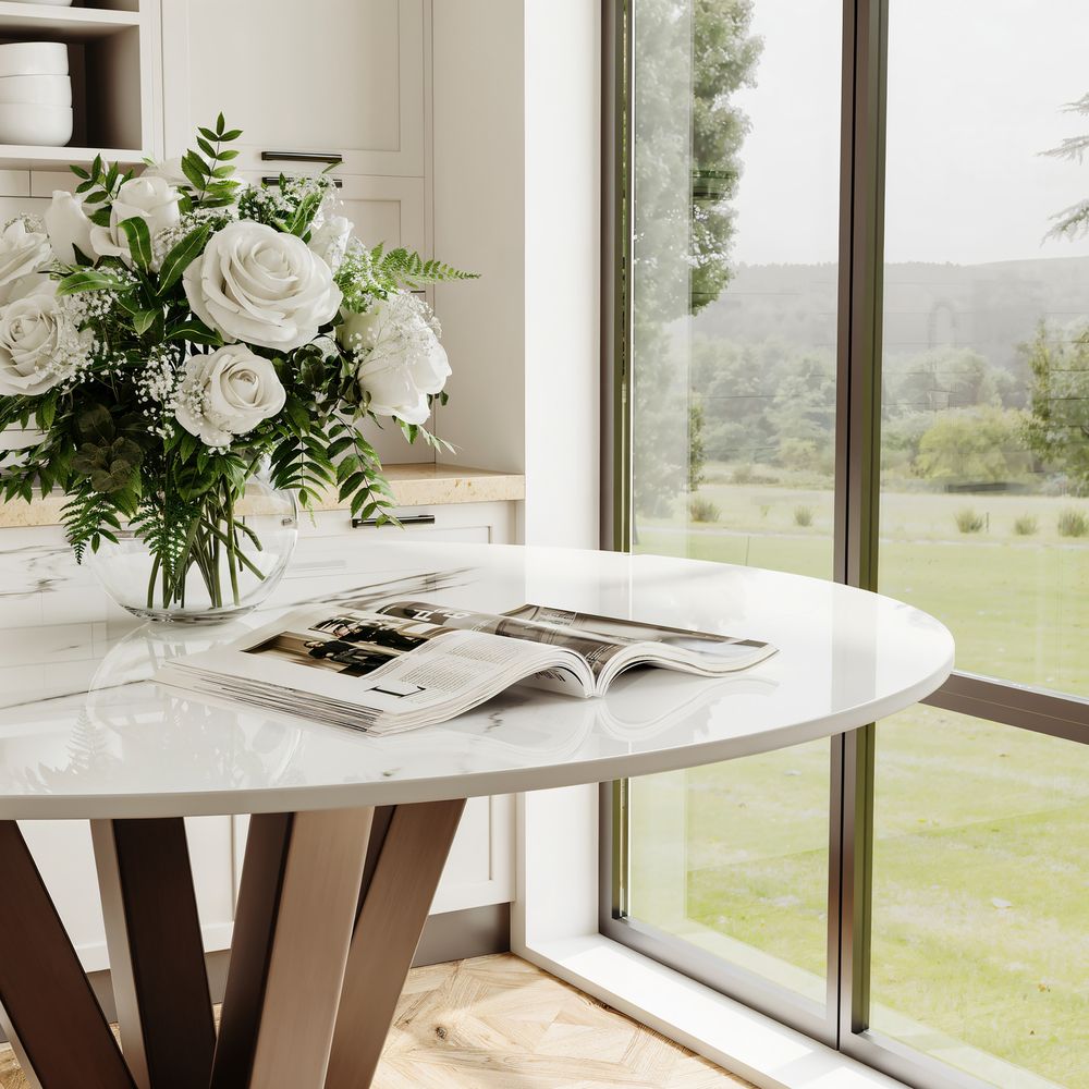 White Glossy Sintered Stone & MDF Small Bar & Bistro Tables