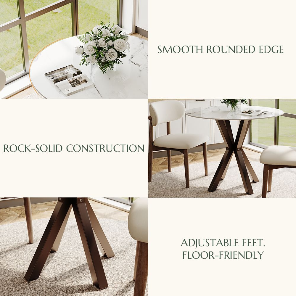 White Glossy Sintered Stone Small Bar & Bistro Tables