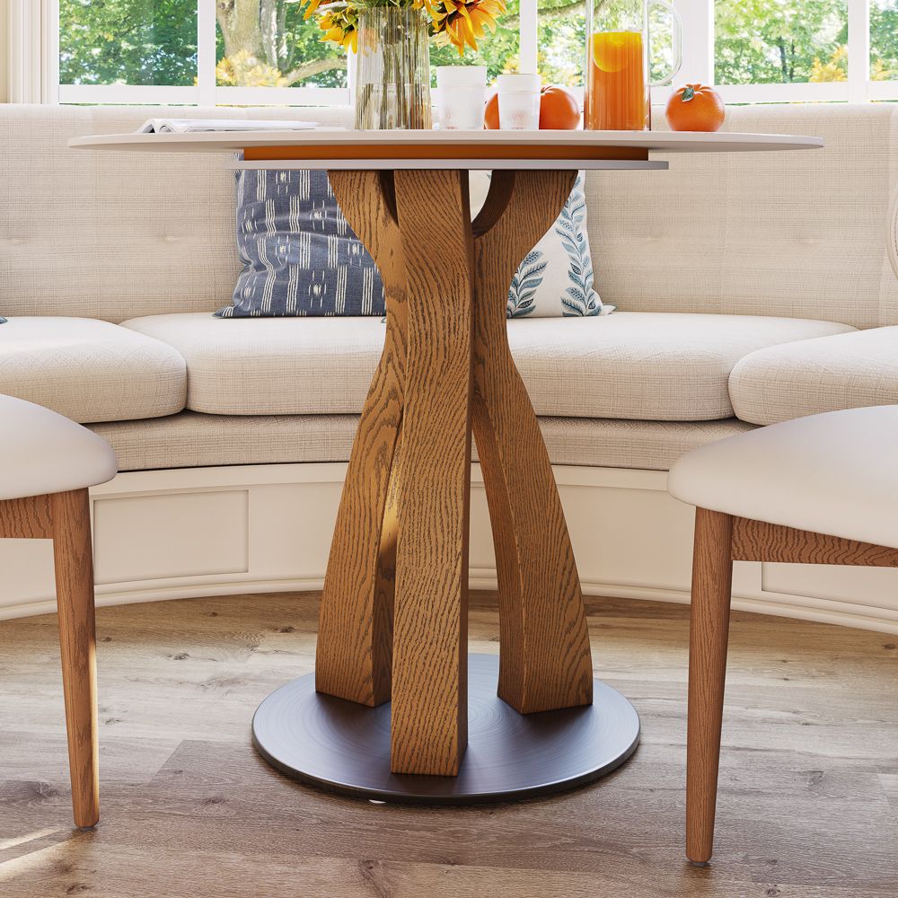 White Glossy Sintered Stone Small Bar & Bistro Tables