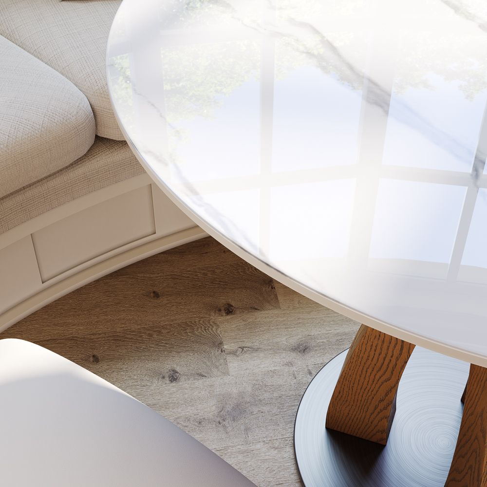 White Glossy Sintered Stone Small Bar & Bistro Tables