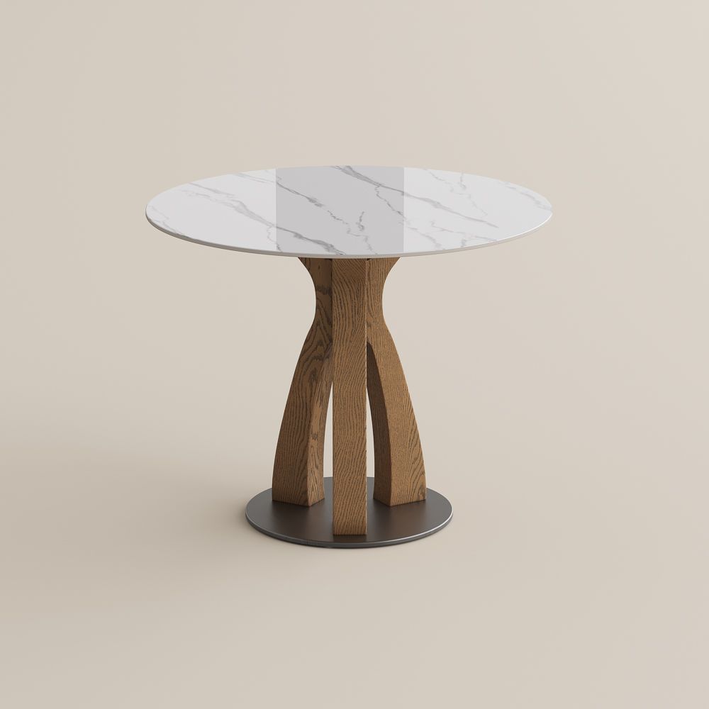 White Glossy Sintered Stone Small Bar & Bistro Tables