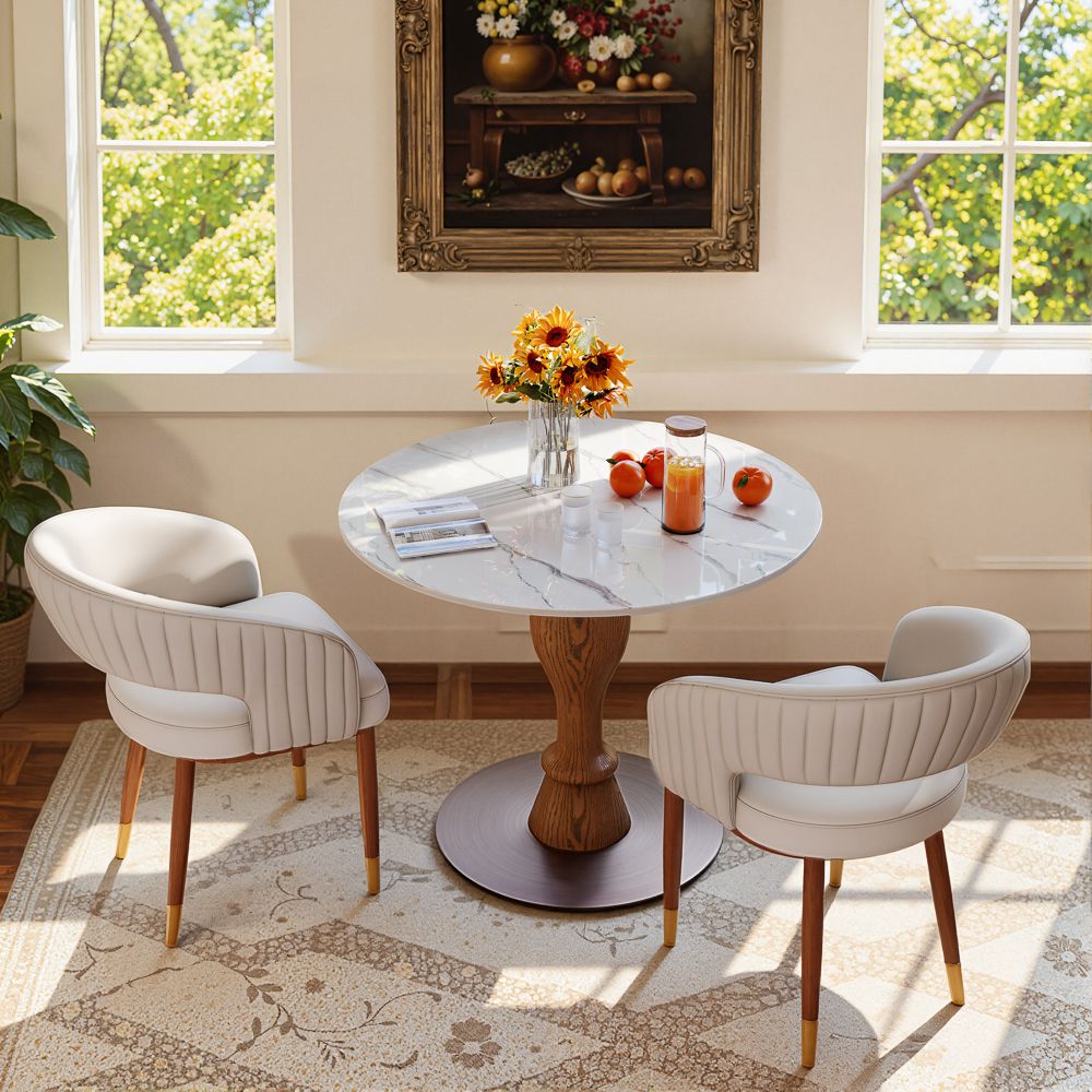 White Glossy Sintered Stone Small Bar & Bistro Tables