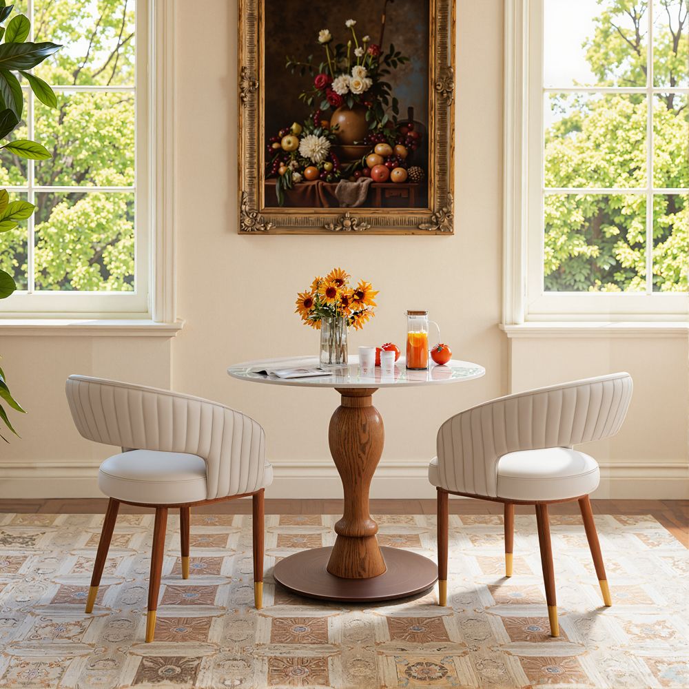 White Glossy Sintered Stone Small Bar & Bistro Tables