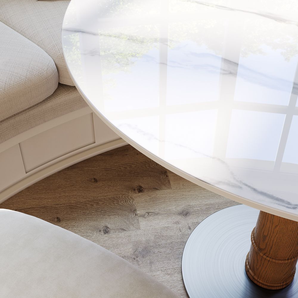 White Glossy Sintered Stone Small Bar & Bistro Tables