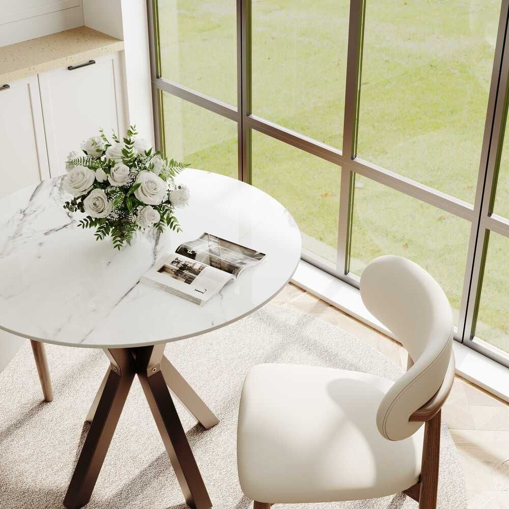 White Glossy Sintered Stone Small Bar & Bistro Tables