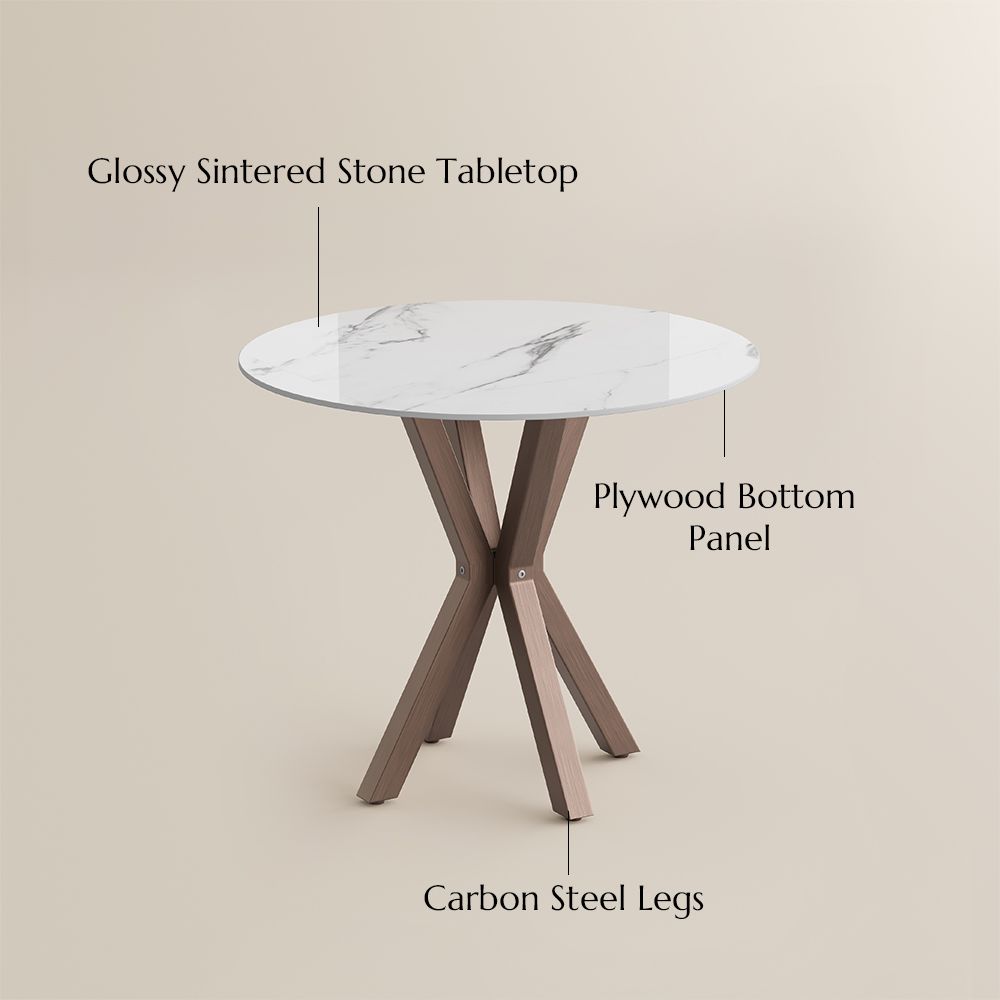White Glossy Sintered Stone Small Bar & Bistro Tables