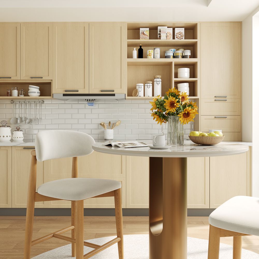 Round Pandora & Bronze Glossy Sintered Stone Small Bar & Bistro Tables