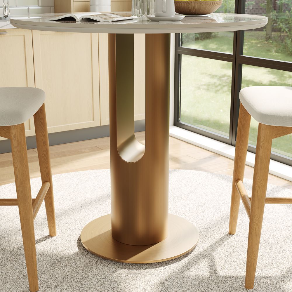 Glossy Sintered Stone Pandora & Bronze Glossy Sintered Stone Small Bar & Bistro Tables