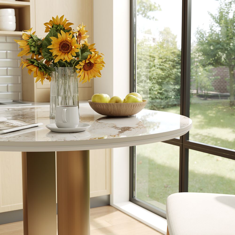 Carbon Steel Pandora & Bronze Glossy Sintered Stone Small Bar & Bistro Tables