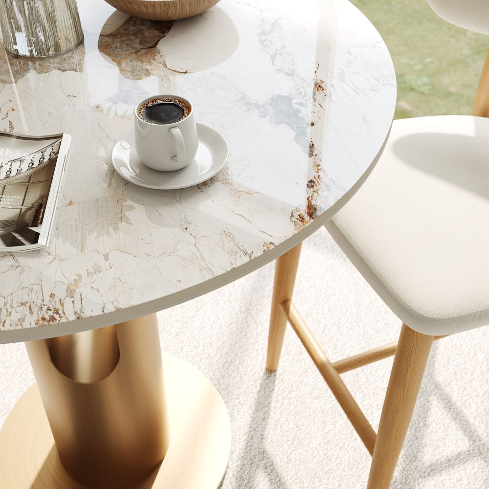 Carbon Steel Pandora & Bronze Glossy Sintered Stone Small Bar & Bistro Tables