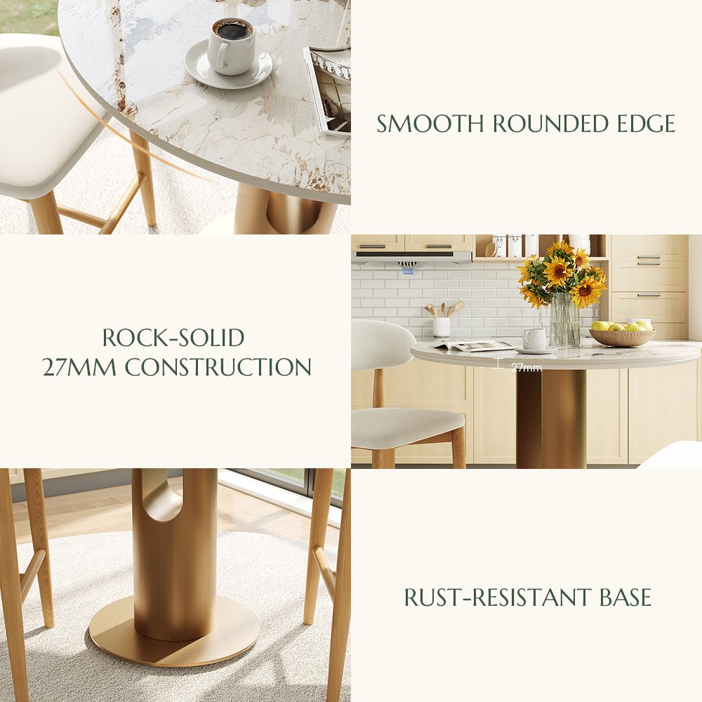 Easy Assembly Pandora & Bronze Glossy Sintered Stone Small Bar & Bistro Tables