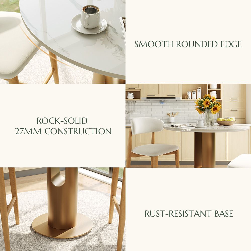 Bronze White & Bronze Glossy Sintered Stone Small Bar & Bistro Tables